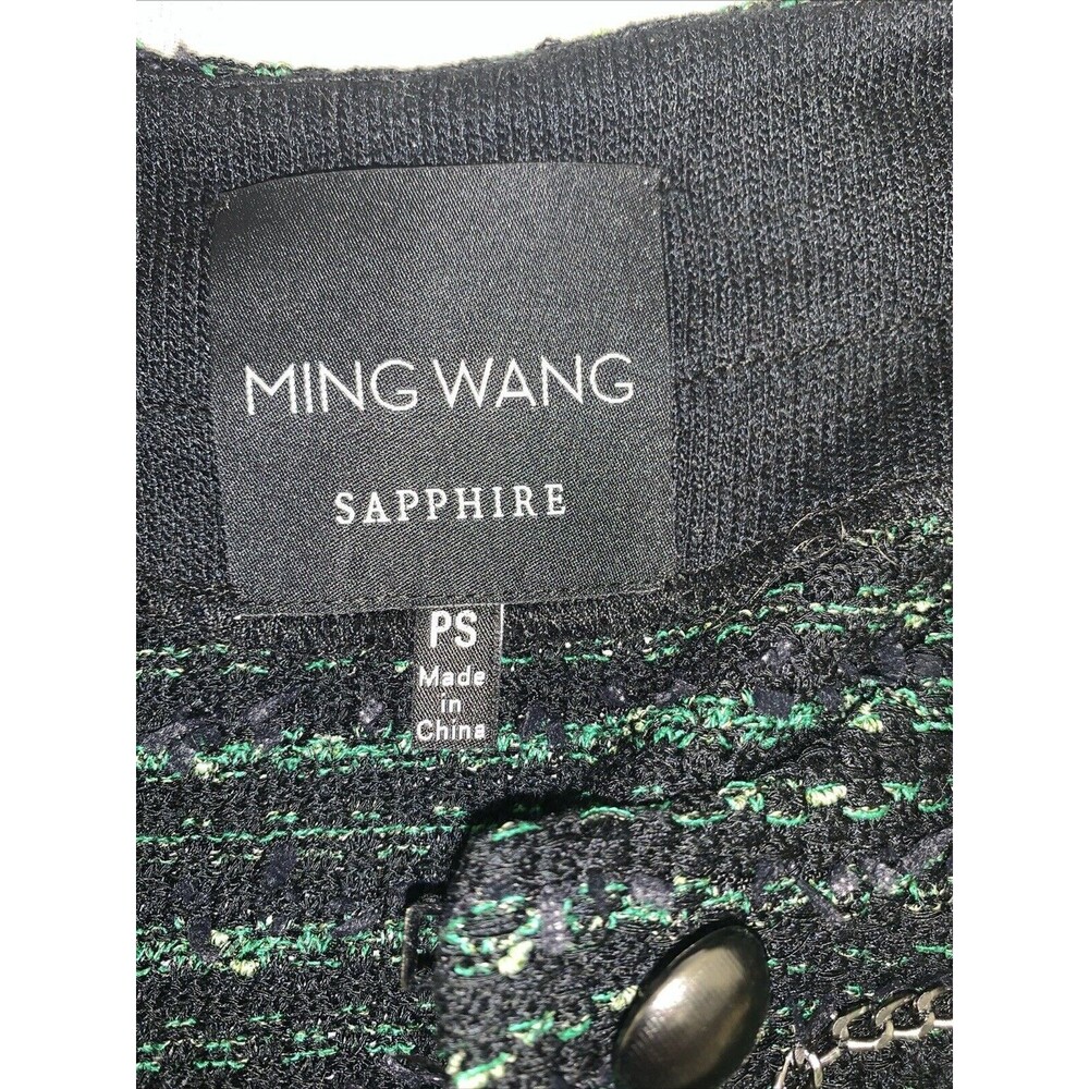 Ming Wang Sapphire Black & Blue Gold buttons Open Blazer Women Size Petite S - Picture 6 of 10